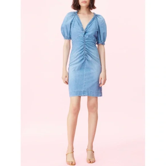 white christmas dresses Rebecca Taylor Women's Gabrielle Denim Midi-Dress - Deep Sea Wash main image 0